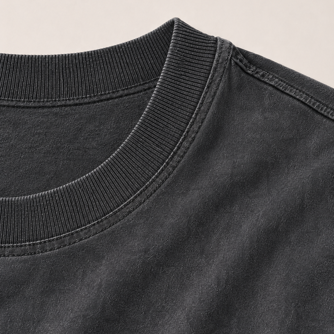 Visible reinforced neckline stitching on the Vintage Washed T-Shirt
